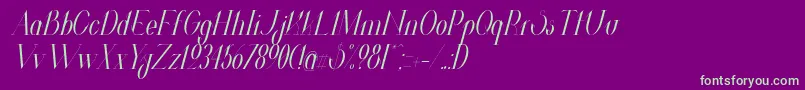 フォントValkyrieCondensedItalic – 紫の背景に緑のフォント