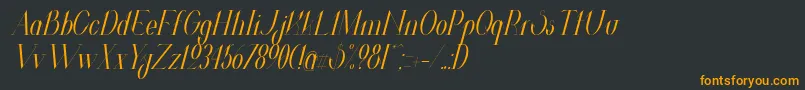 フォントValkyrieCondensedItalic – 黒い背景にオレンジの文字