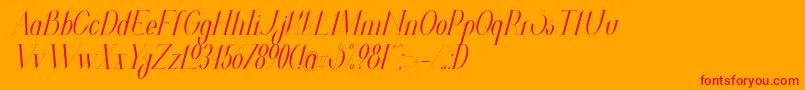 ValkyrieCondensedItalic-Schriftart – Rote Schriften auf orangefarbenem Hintergrund