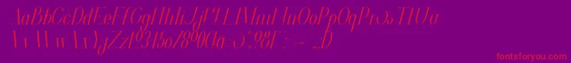 ValkyrieCondensedItalic-Schriftart – Rote Schriften auf violettem Hintergrund