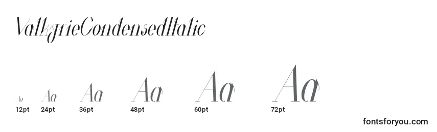 ValkyrieCondensedItalic Font Sizes