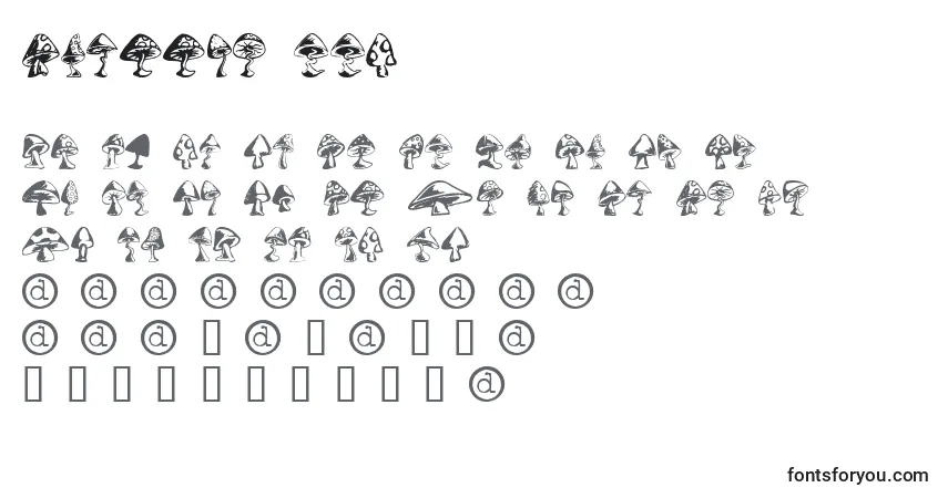 A fonte Shrooms ffy – alfabeto, números, caracteres especiais