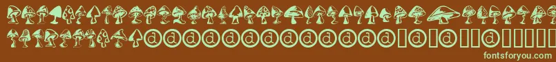 Shrooms ffy-Schriftart – Grüne Schriften auf braunem Hintergrund