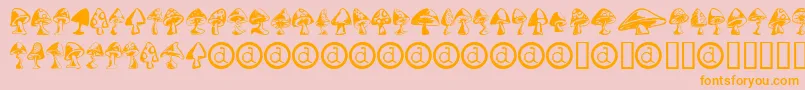 フォントShrooms ffy – オレンジの文字がピンクの背景にあります。