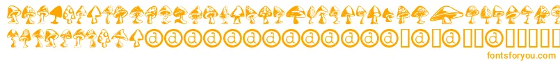 Shrooms ffy-Schriftart – Orangefarbene Schriften auf weißem Hintergrund