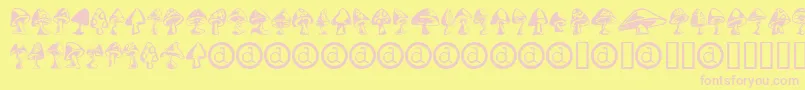 Shrooms ffy-fontti – vaaleanpunaiset fontit keltaisella taustalla
