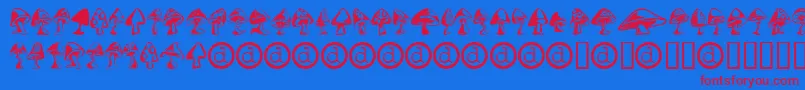 Shrooms ffy Font – Red Fonts on Blue Background