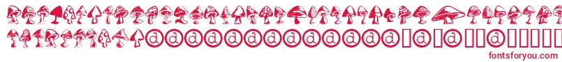 Shrooms ffy-Schriftart – Rote Schriften auf weißem Hintergrund