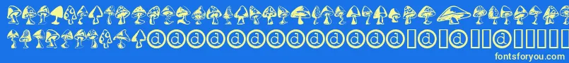 Shrooms ffy Font – Yellow Fonts on Blue Background