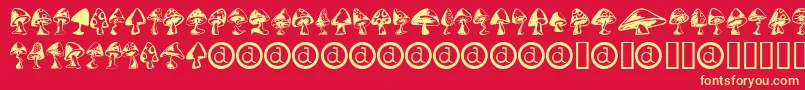 Shrooms ffy Font – Yellow Fonts on Red Background