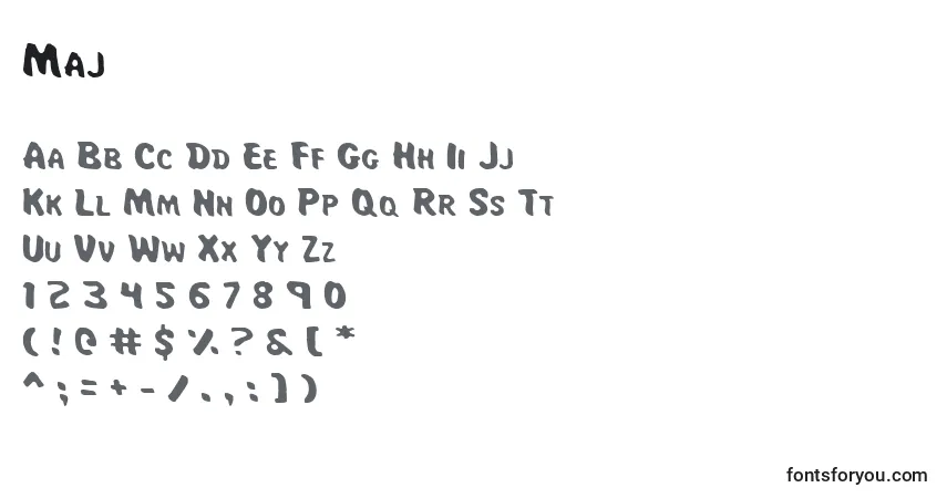 Schriftart Maj – Alphabet, Zahlen, spezielle Symbole