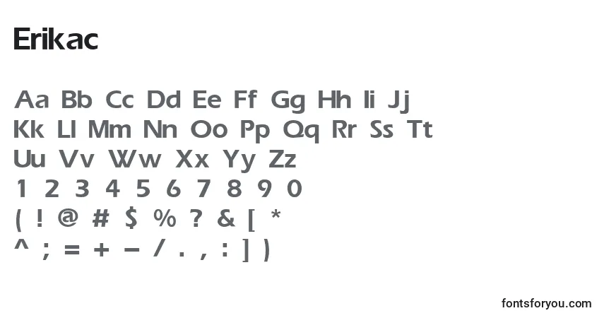 Schriftart Erikac – Alphabet, Zahlen, spezielle Symbole