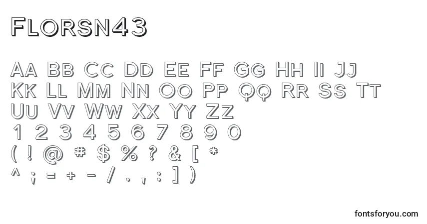 Czcionka Florsn43 – alfabet, cyfry, specjalne znaki