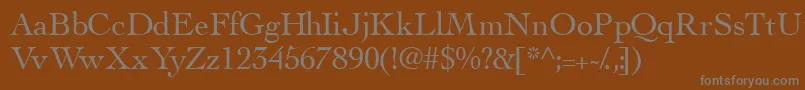Thesisssk-fontti – harmaat kirjasimet ruskealla taustalla