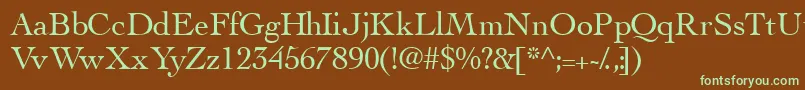 Thesisssk-fontti – vihreät fontit ruskealla taustalla