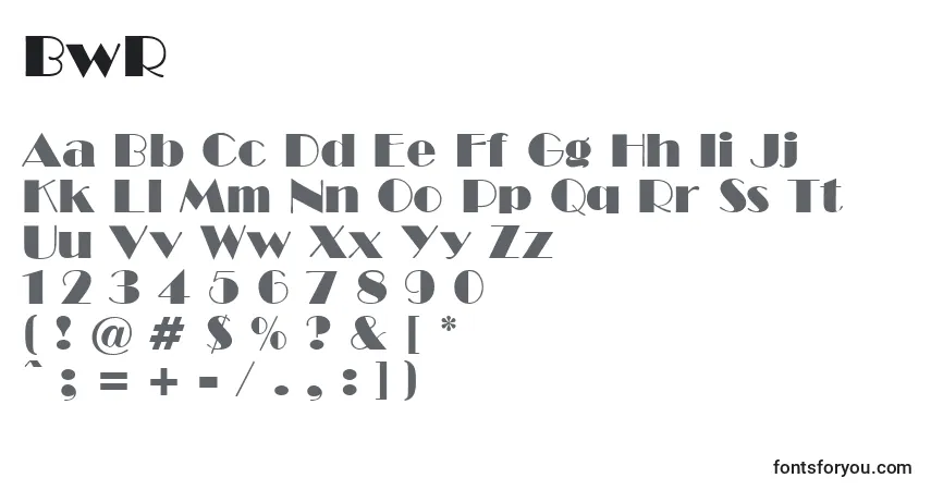 Czcionka BwR – alfabet, cyfry, specjalne znaki