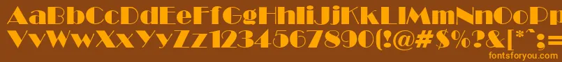 フォントBwR – オレンジ色の文字が茶色の背景にあります。