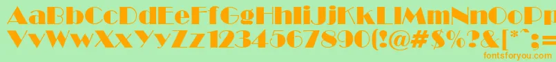 フォントBwR – オレンジの文字が緑の背景にあります。