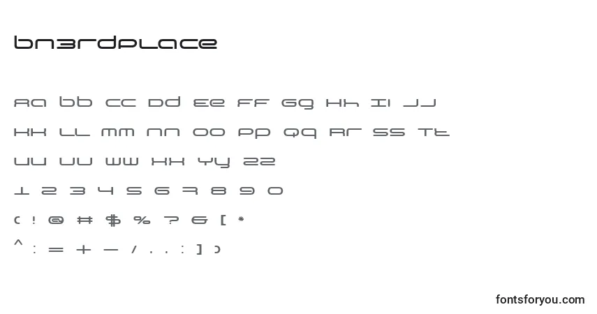 Bn3rdPlaceフォント–アルファベット、数字、特殊文字