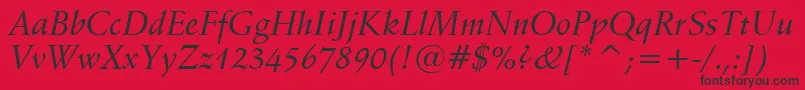 SchneidlerMediumItalicBt Font – Black Fonts on Red Background