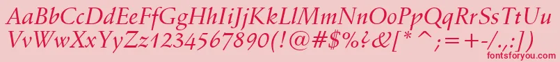 SchneidlerMediumItalicBt Font – Red Fonts on Pink Background