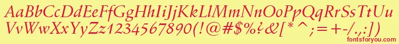 SchneidlerMediumItalicBt Font – Red Fonts on Yellow Background