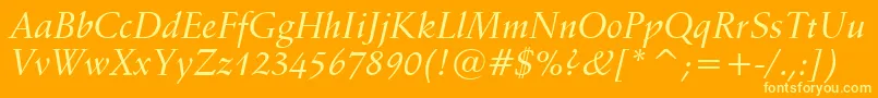 SchneidlerMediumItalicBt Font – Yellow Fonts on Orange Background
