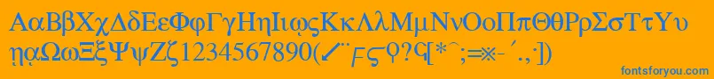 フォントGreekRegular – オレンジの背景に青い文字