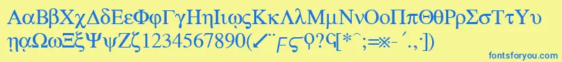 GreekRegular Font – Blue Fonts on Yellow Background