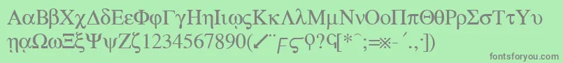 フォントGreekRegular – 緑の背景に灰色の文字