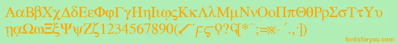 Czcionka GreekRegular – pomarańczowe czcionki na zielonym tle