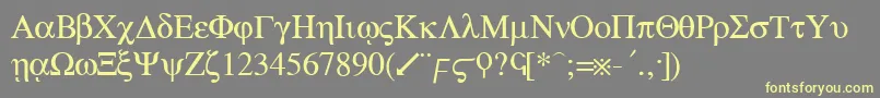 GreekRegular Font – Yellow Fonts on Gray Background