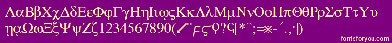 GreekRegular Font – Yellow Fonts on Purple Background