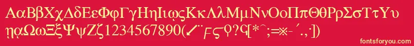 GreekRegular Font – Yellow Fonts on Red Background