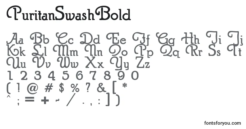 Шрифт PuritanSwashBold – алфавит, цифры, специальные символы