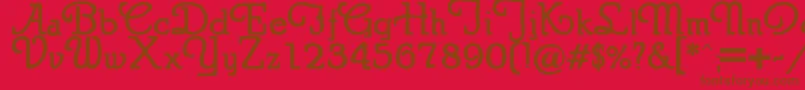 PuritanSwashBold-fontti – ruskeat fontit punaisella taustalla