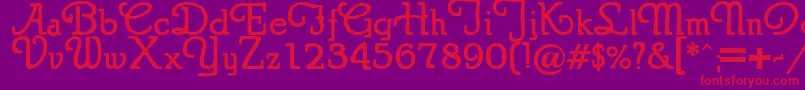 Fonte PuritanSwashBold – fontes vermelhas em um fundo violeta