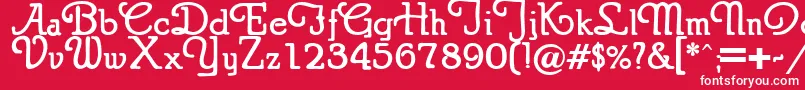 PuritanSwashBold-Schriftart – Weiße Schriften auf rotem Hintergrund