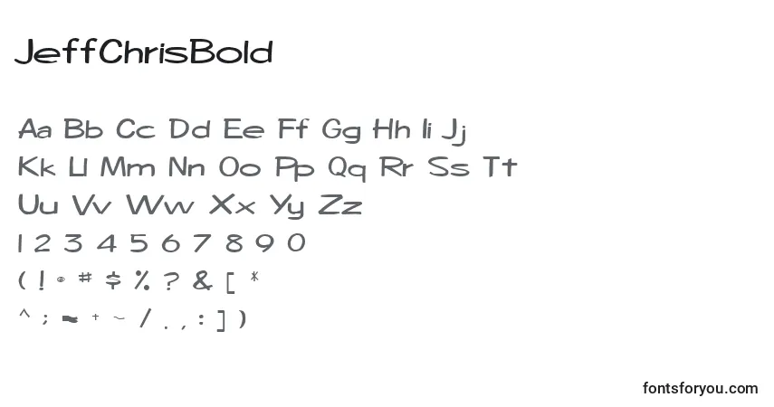 Schriftart JeffChrisBold – Alphabet, Zahlen, spezielle Symbole