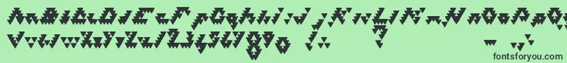 Fonte BizarLovedTriangles – fontes pretas em um fundo verde