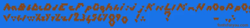 Czcionka BizarLovedTriangles – brązowe czcionki na niebieskim tle