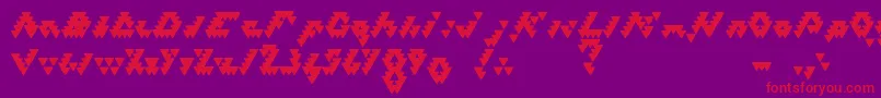 BizarLovedTriangles-Schriftart – Rote Schriften auf violettem Hintergrund