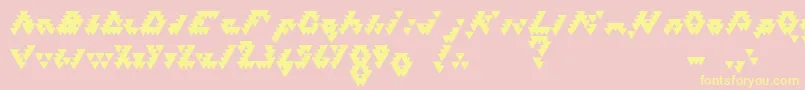 BizarLovedTriangles-Schriftart – Gelbe Schriften auf rosa Hintergrund