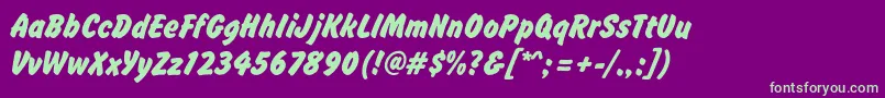 Czcionka Brushhandnew – zielone czcionki na fioletowym tle