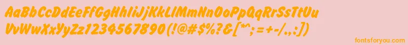 Brushhandnew Font – Orange Fonts on Pink Background