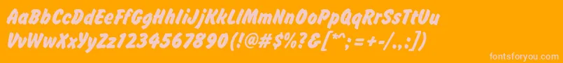Brushhandnew-Schriftart – Rosa Schriften auf orangefarbenem Hintergrund