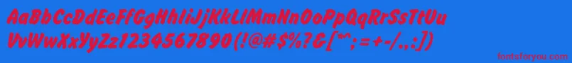 Brushhandnew Font – Red Fonts on Blue Background