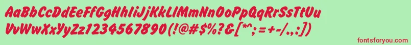 Brushhandnew Font – Red Fonts on Green Background