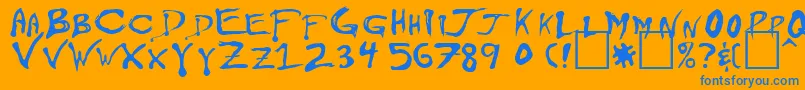 Floyd-Schriftart – Blaue Schriften auf orangefarbenem Hintergrund