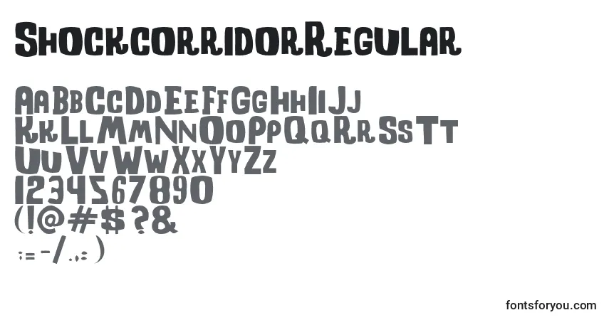 A fonte ShockcorridorRegular – alfabeto, números, caracteres especiais